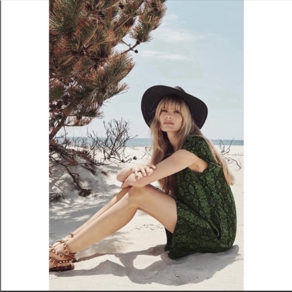 Anthropologie Green Snake Print Shift Dress - Picture 9 of 9